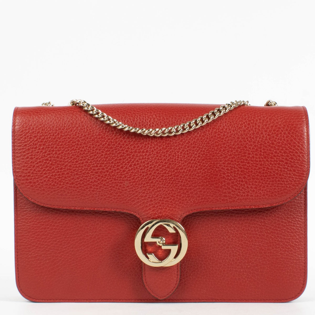 Shop the authentic Gucci Red Medium Interlocking G Bag second hand on Labellov.com