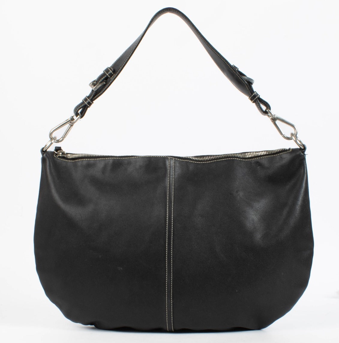 Prada Zwarte Hobo Tas van Glad Leer