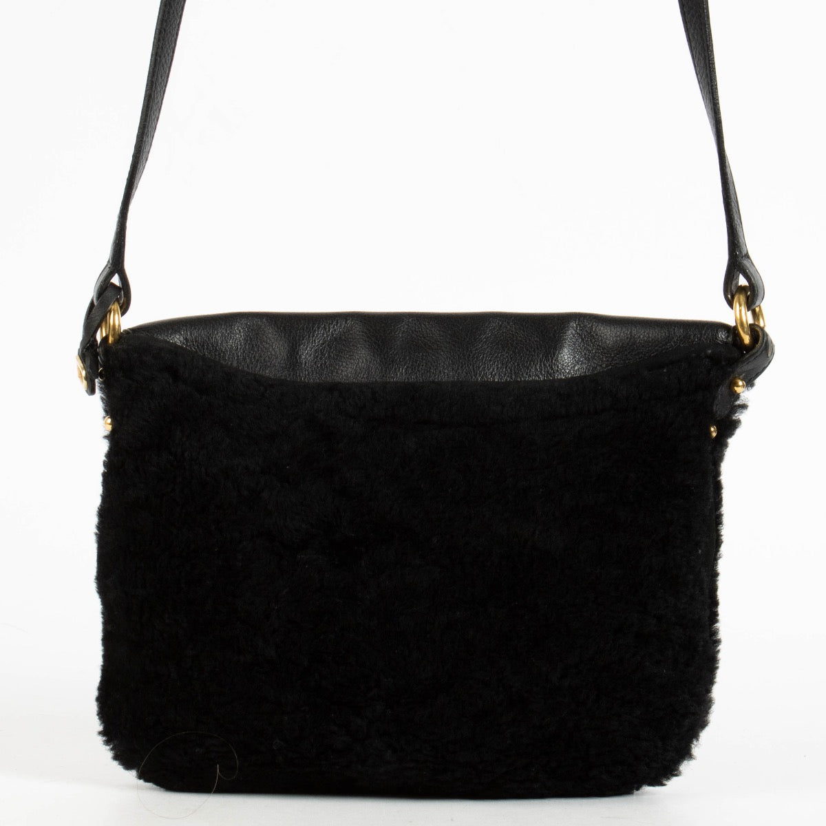 authentic preloved Delvaux Black Shearling Flou Mini Crossbody Bag on Labellov.com