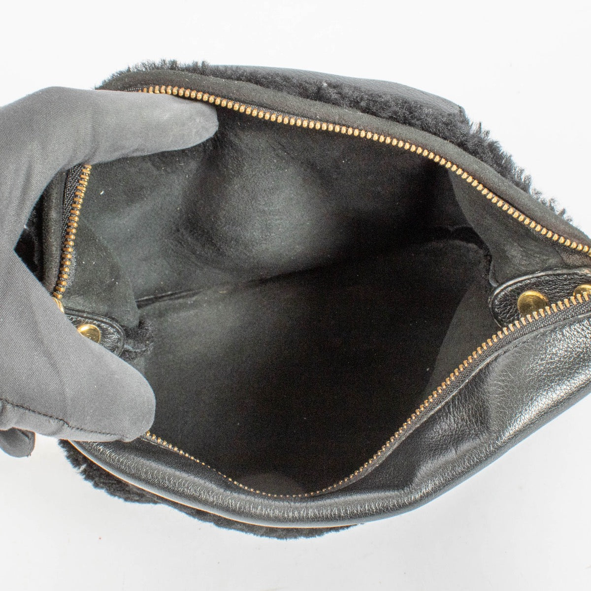 authentic preloved Delvaux Black Shearling Flou Mini Crossbody Bag on Labellov.com
