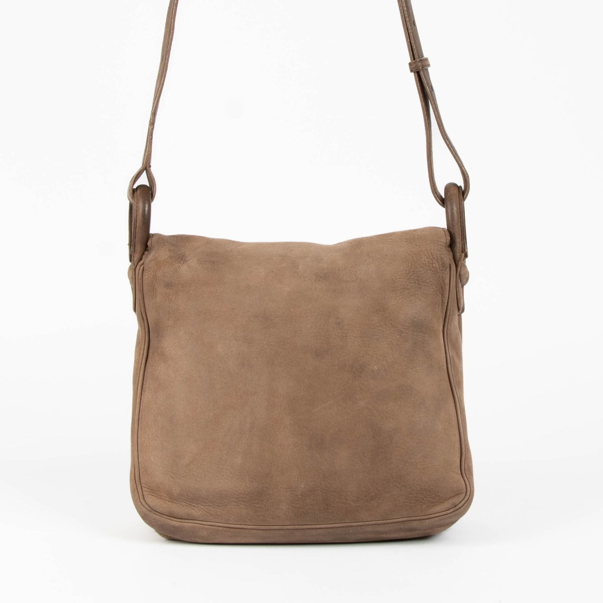 Shop the authentic Delvaux Taupe Nubuck Brillant Baudrier Bag second hand on Labellov.com