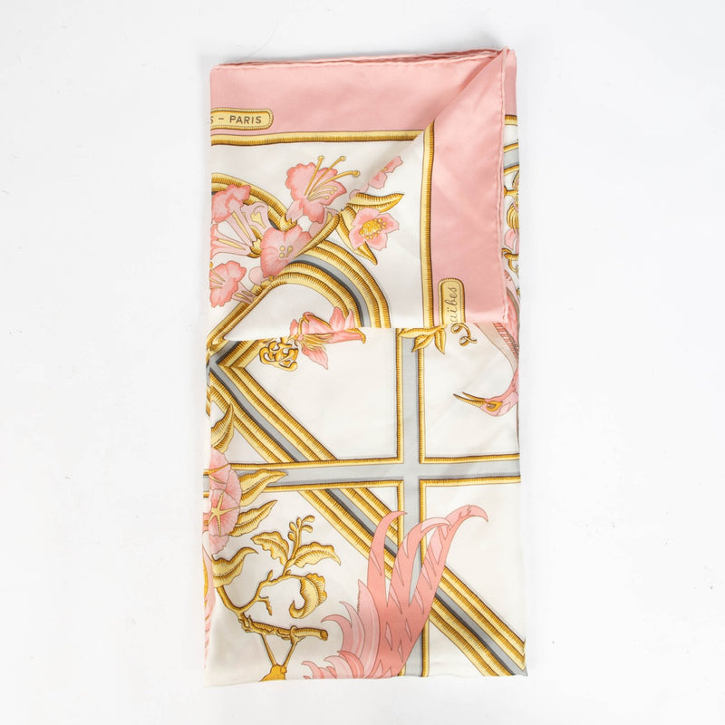 Shop the authentic Hermès Seta Rose Caraïbes Silk Scarf in second hand on Labellov.com