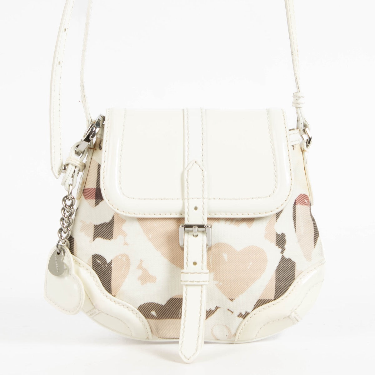 authentic preloved Burberry White Heart Check Crossbody Bag on Labellov.com