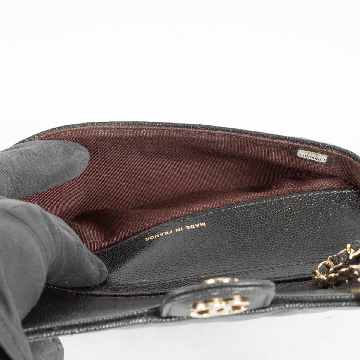 authentic preloved Chanel Black Caviar Glasses Case With Chain on Labellov.com