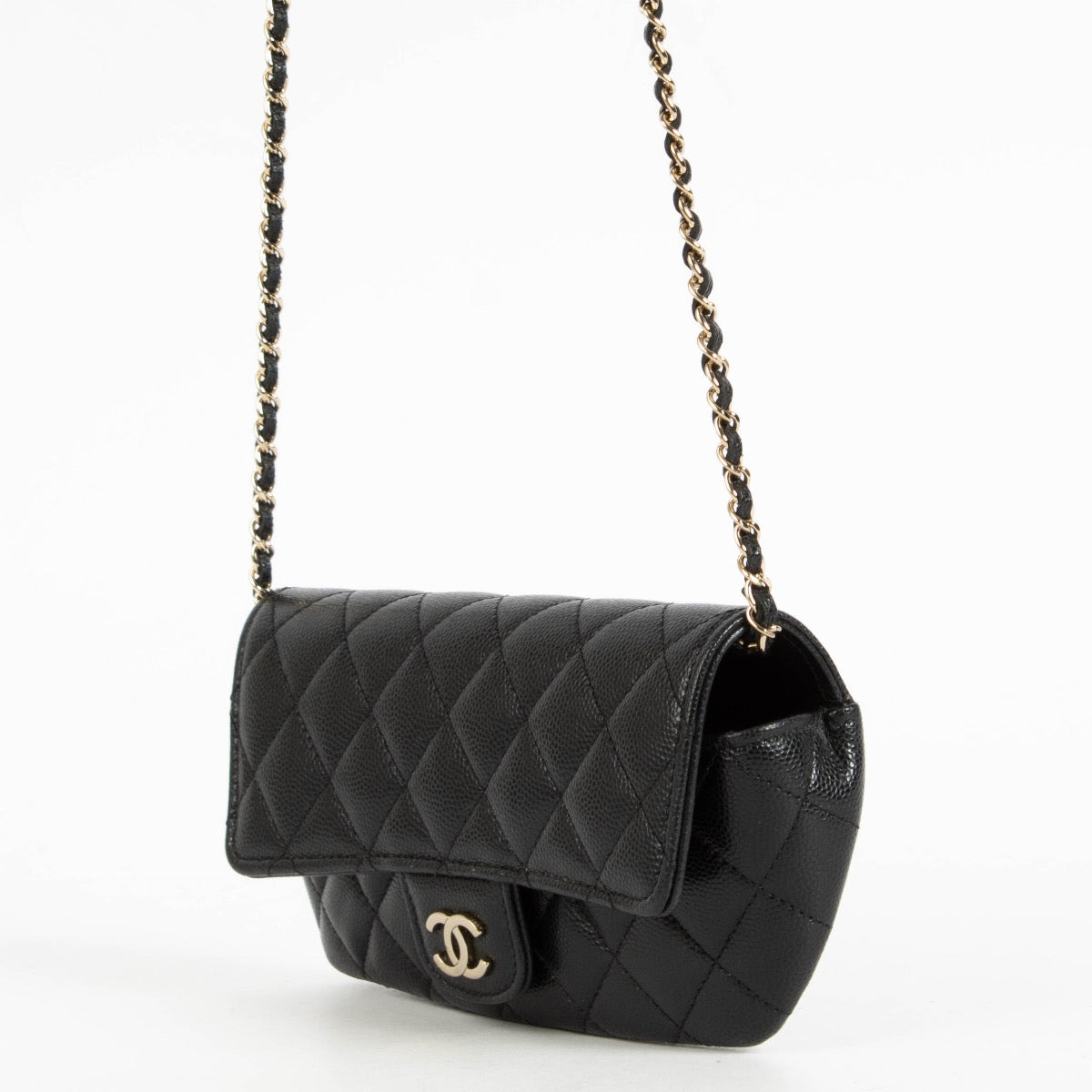 authentic preloved Chanel Black Caviar Glasses Case With Chain on Labellov.com