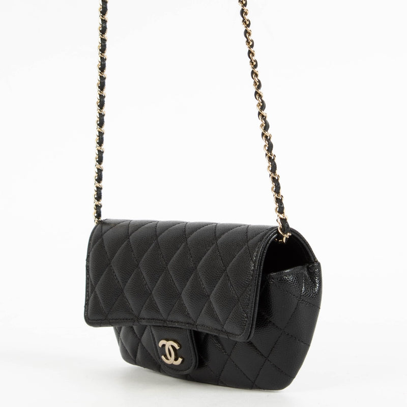 authentic preloved Chanel Black Caviar Glasses Case With Chain on Labellov.com