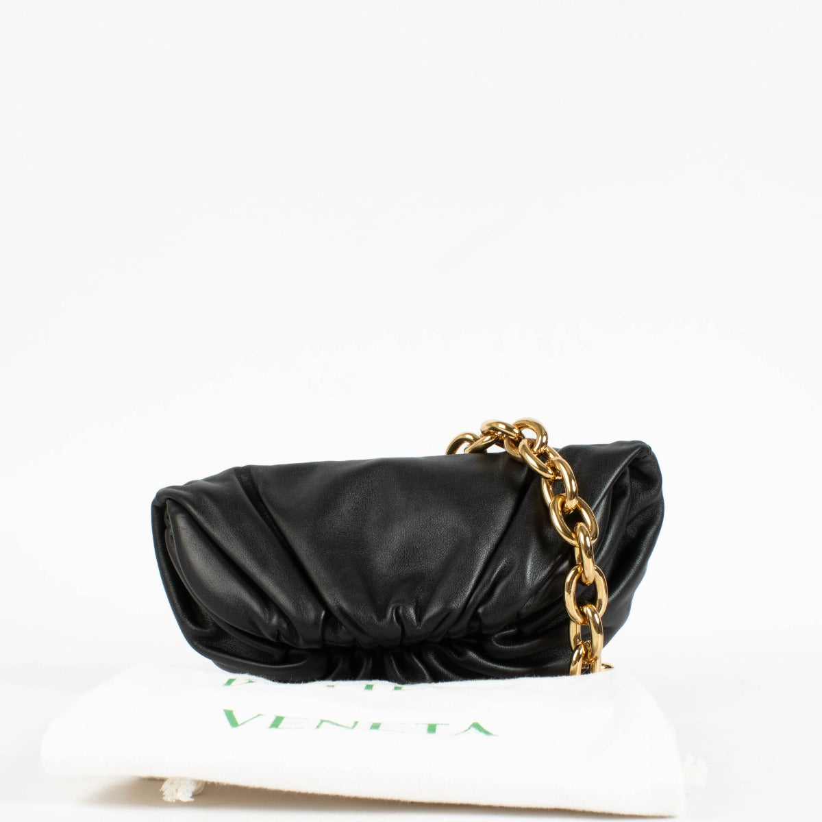 Bottega Veneta Black Leather Chain Pouch Belt Bag – Labellov