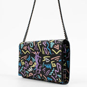 Authentic pre-loved Saint Laurent Black Grafitti Classic Cassandre Chain Wallet on Labellov.com