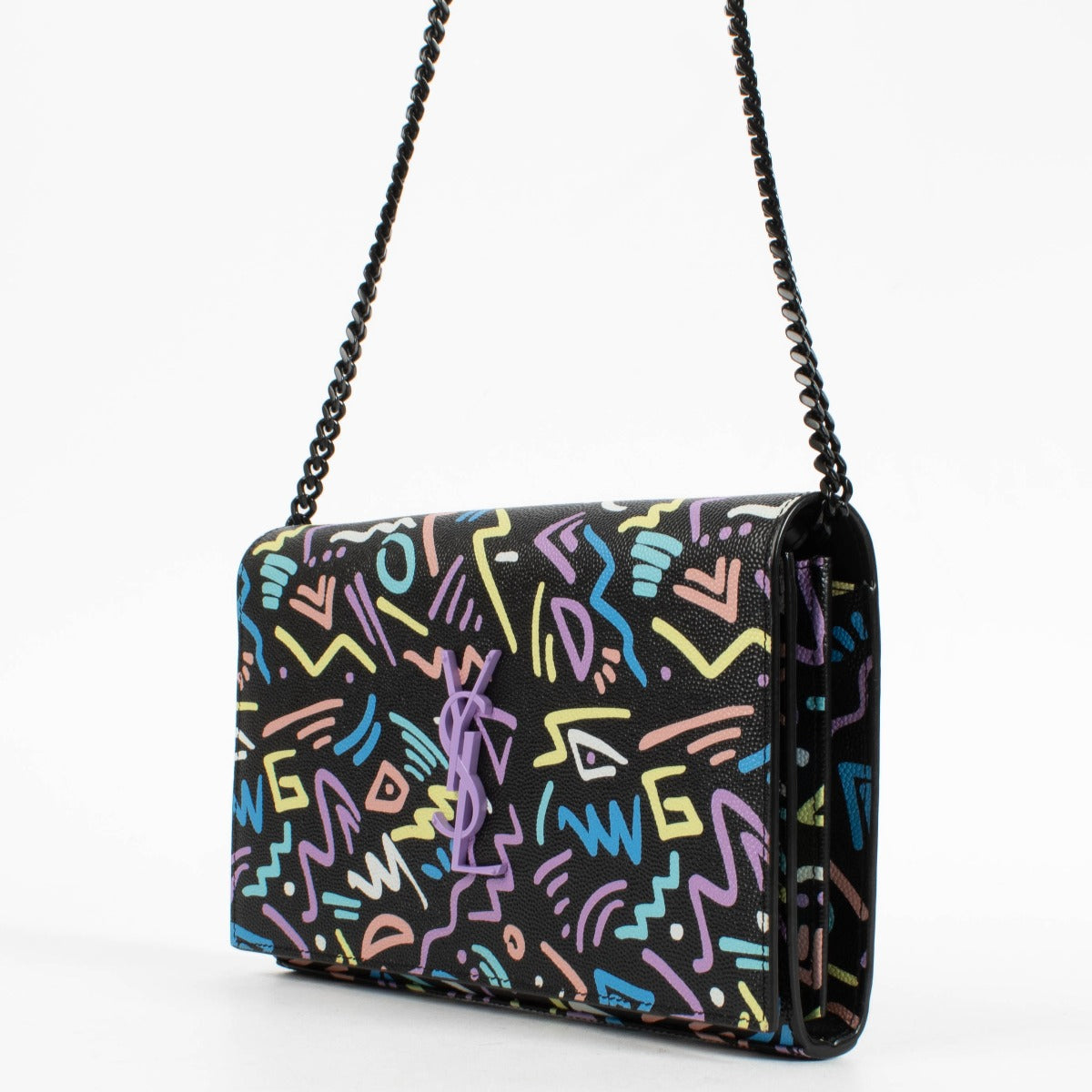Authentic pre-loved Saint Laurent Black Grafitti Classic Cassandre Chain Wallet on Labellov.com