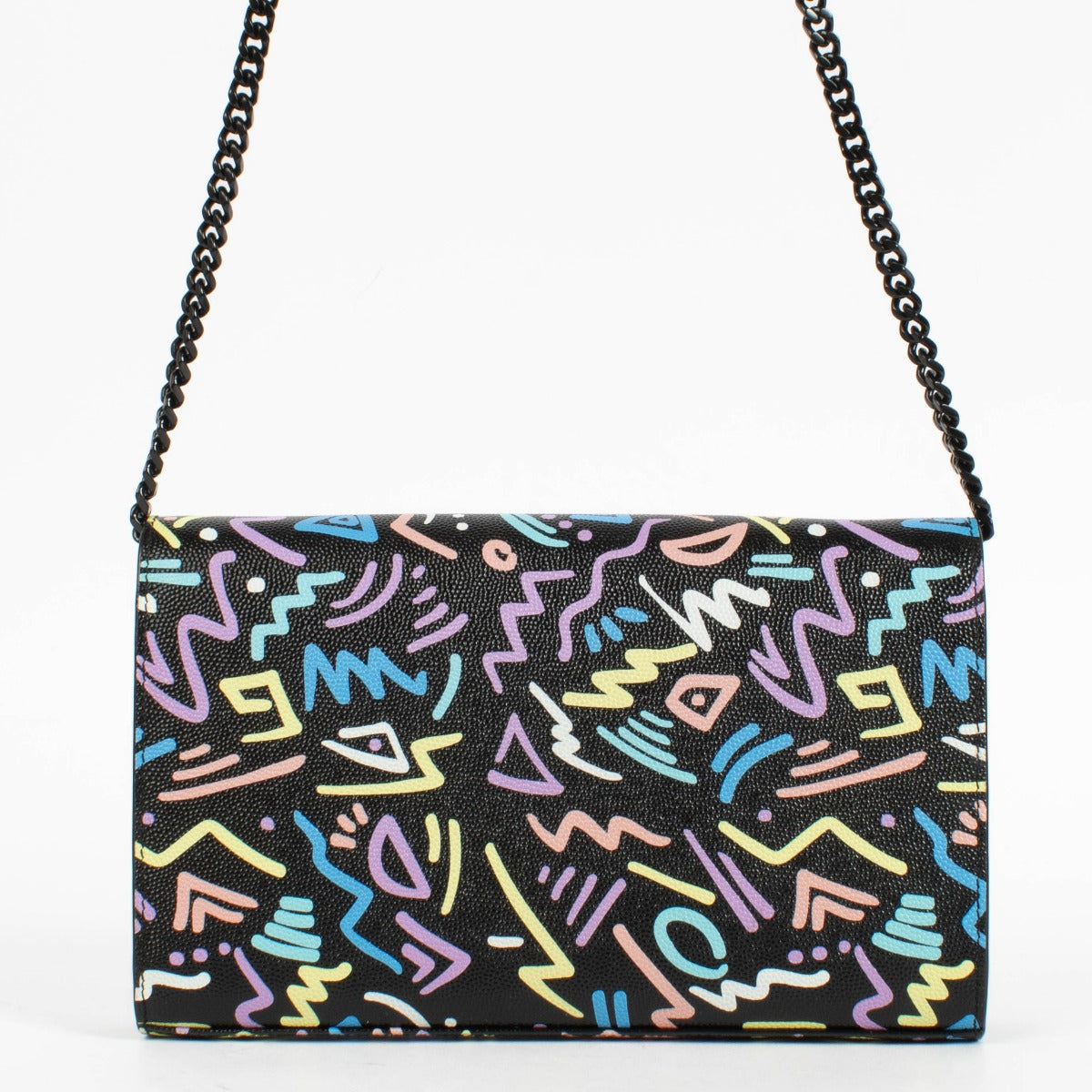 Authentic pre-loved Saint Laurent Black Grafitti Classic Cassandre Chain Wallet on Labellov.com