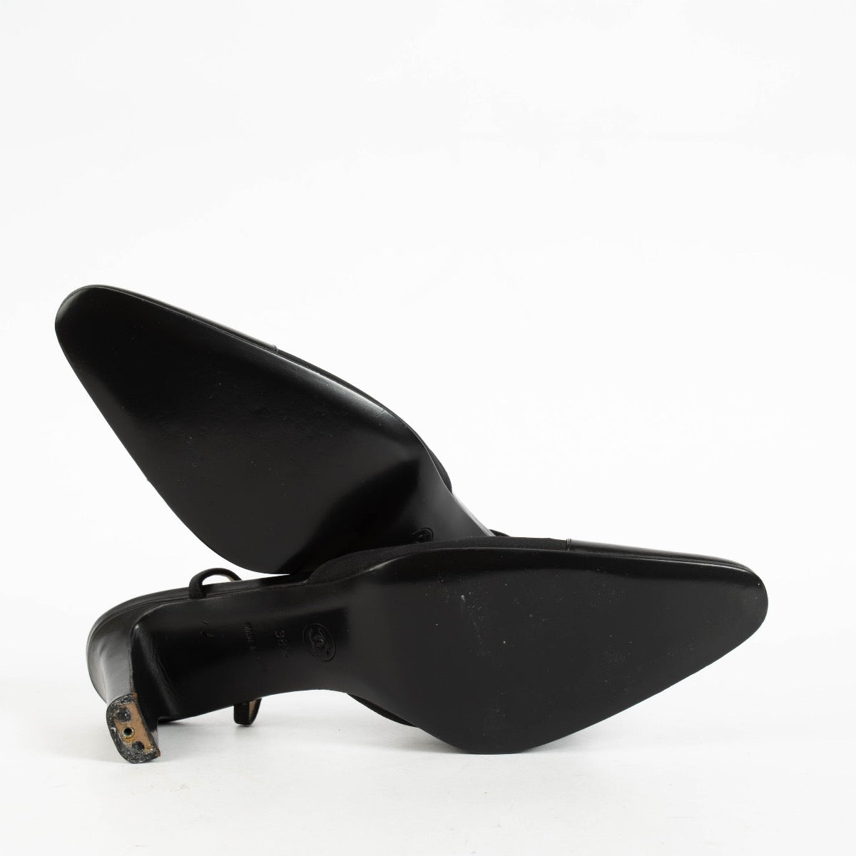 Shop the authentic Chanel Black Satin Slingbacks Size 38.5 on Labellov.com.