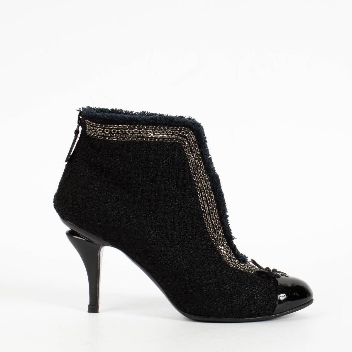 Shop the authentic Chanel Black Tweed Ankle Boots Size 37.5 on Labellov.com.