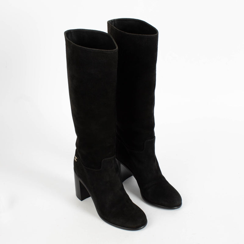 Shop the authentic Chanel Black Suede High Boots Size 37 on Labellov.com.