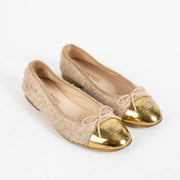Authentic pre-loved Chanel Pink Tweed Ballerina Flats - Size 38 on Labellov.com