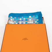 Hermès Blue Silk Bolduc Au Carré 90 Scarf - for the best price at Labellov secondhand luxury in Antwerp and Knokke.