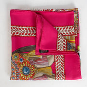 Are you looking for an authentic designer accessory? We buy and sell your preloved and brand new Hermès Pink Silk La Danse Du Cheval Marwari Carré 90 Scarf.