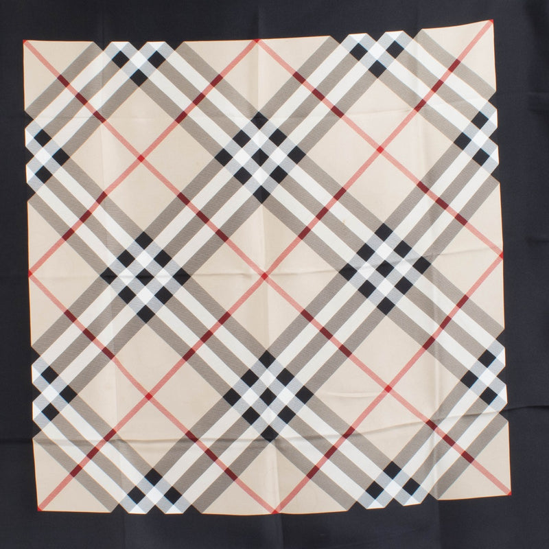 Authentic pre-loved Burberry Black/Beige Silk Check 90 Square Scarf on Labellov.com