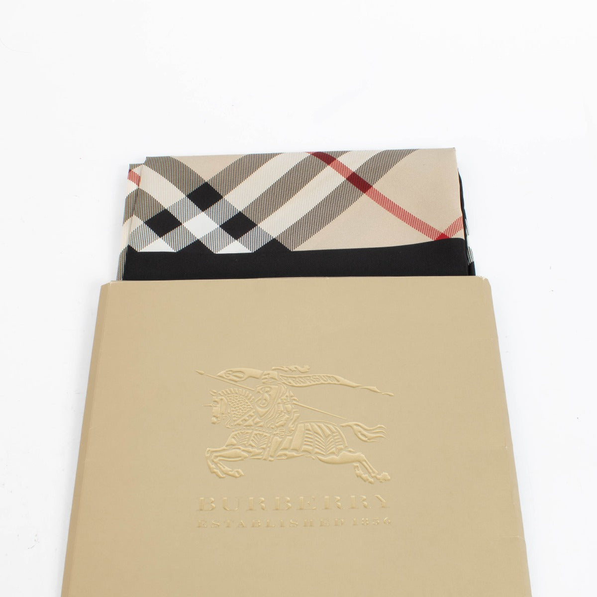 Authentic pre-loved Burberry Black/Beige Silk Check 90 Square Scarf on Labellov.com