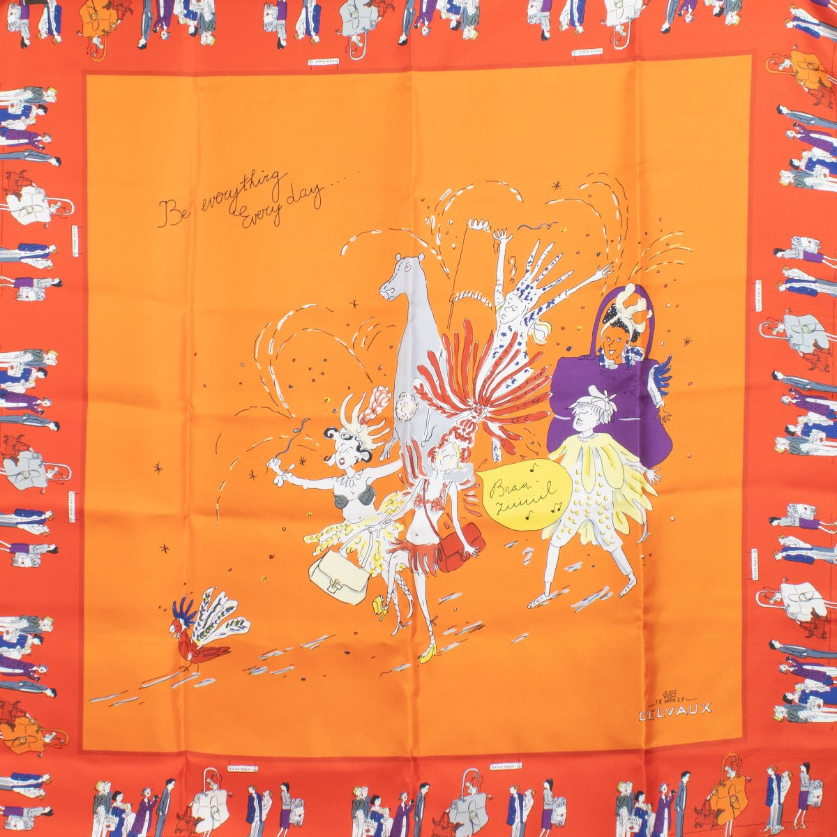 Authentic pre-loved Delvaux Orange Silk Da Foular Carre 90 Scarf on Labellov.com