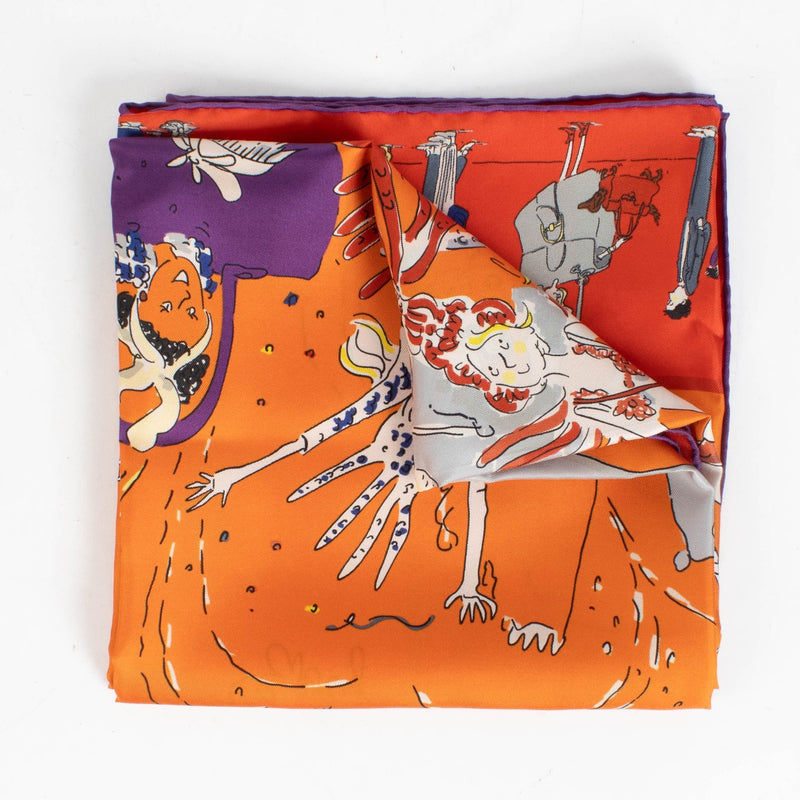 Authentic pre-loved Delvaux Orange Silk Da Foular Carre 90 Scarf on Labellov.com