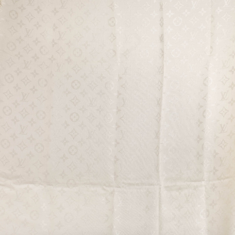 Authentic pre-loved Louis Vuitton White Silk/Wool Monogram Classic Shawl on Labellov.com