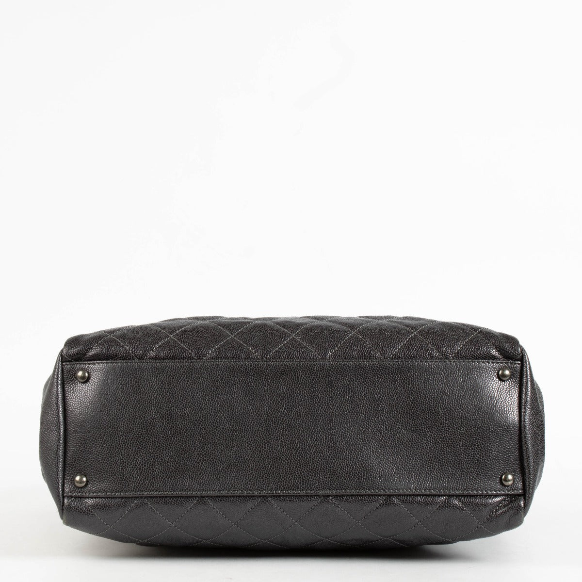 Authentic pre-loved Chanel Metallic Grey Quilted Caviar Leather Chic Shopper Tote on Labellov.com