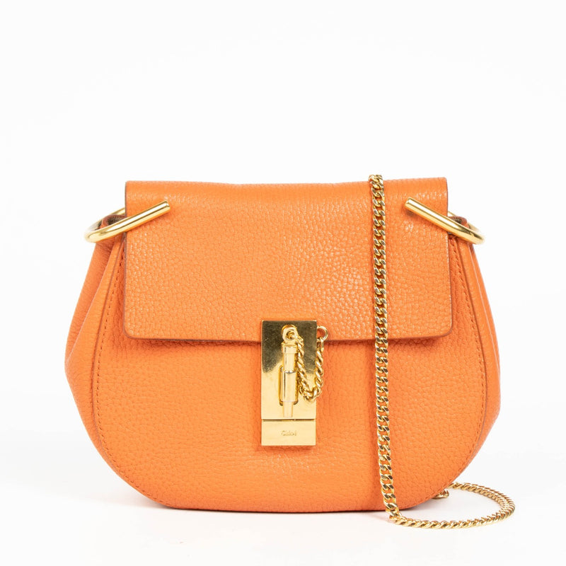 Authentic pre-loved Chloé Orange Leather Drew Crossbody Bag on Labellov.com
