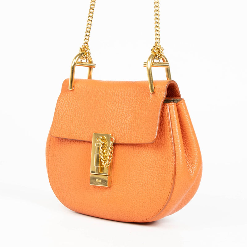 Authentic pre-loved Chloé Orange Leather Drew Crossbody Bag on Labellov.com