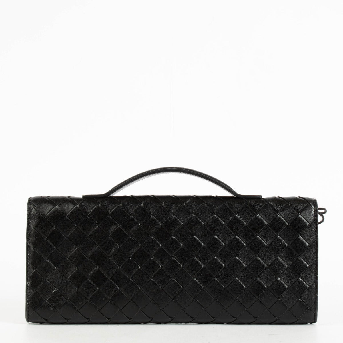Authentic pre-loved Bottega Veneta Black Intrecciato Leather Andiamo Clutch on Labellov.com