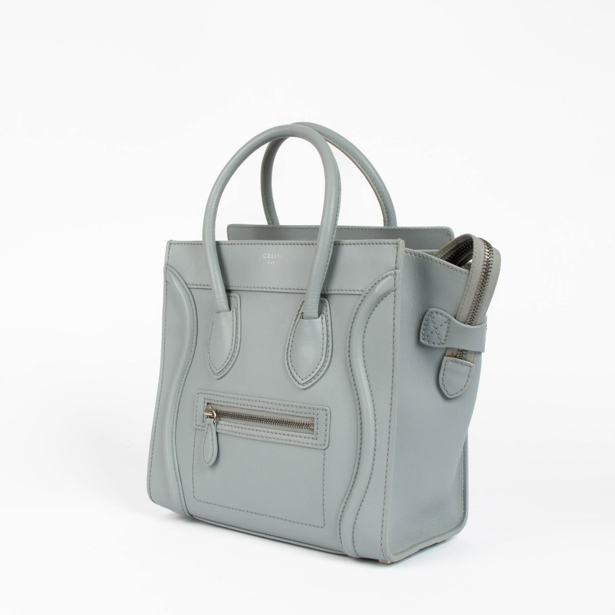 Shop this 100% authentic Celine Baby Blue Micro Luggage Top Handle Bag at Labellov.com