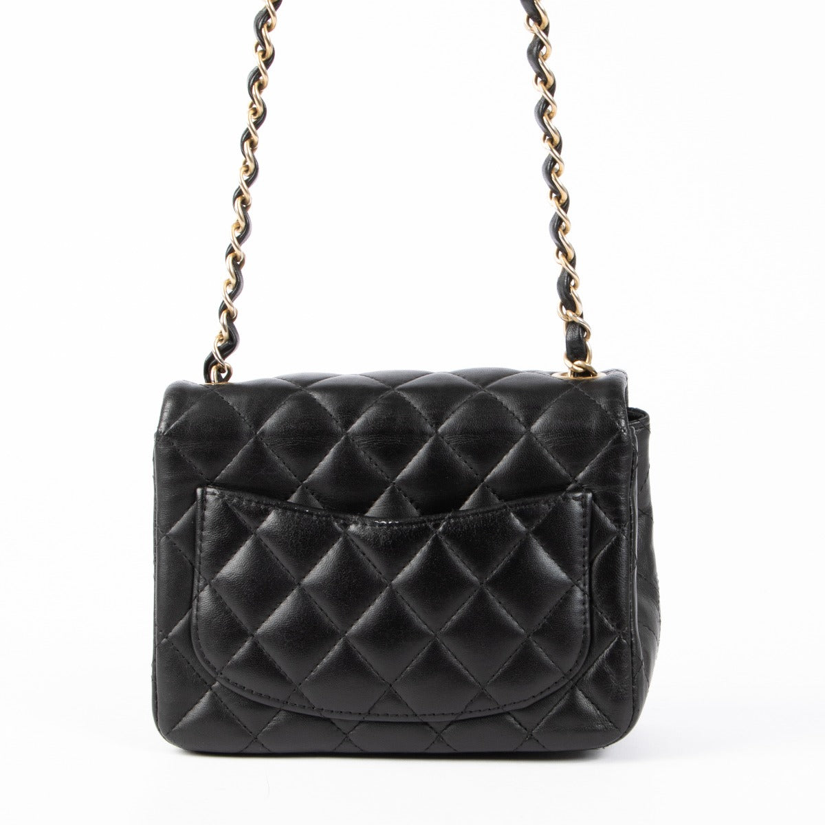 Shop this authentic Chanel Black Lambskin Mini Square Classic Flap Bag pre-loved on Labellov.com