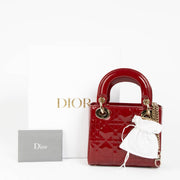Authentic Christian Dior Red Patent Leather Mini Lady Dior on Labellov.com