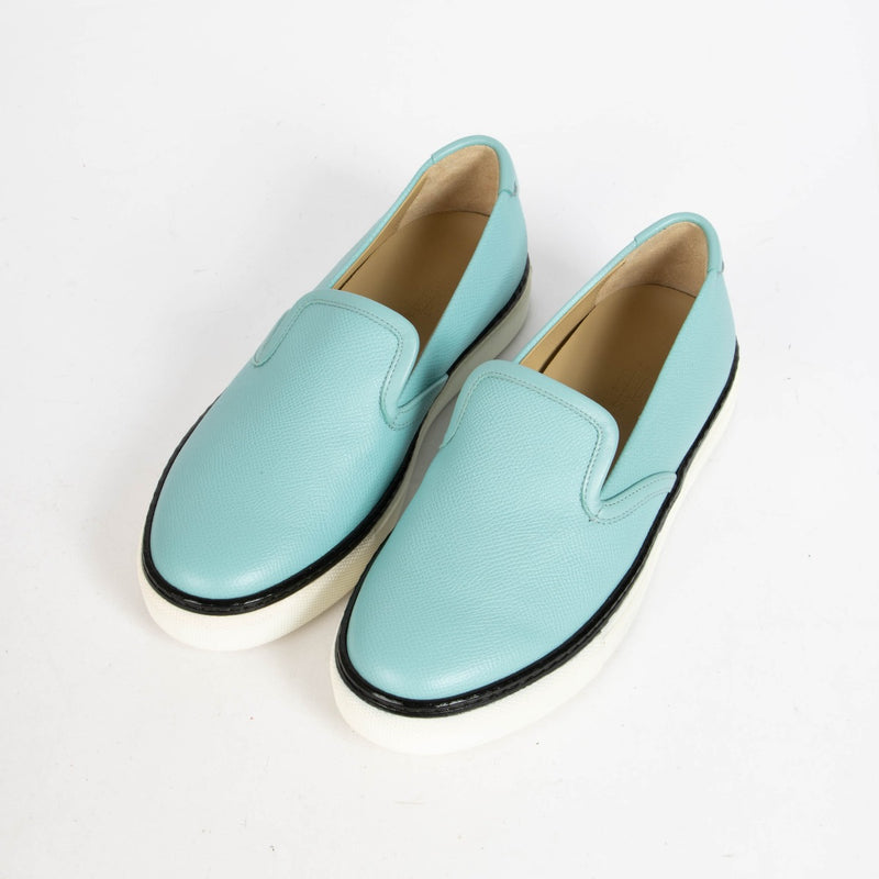 Authentic pre-loved Hermès Blue Atoll Epsom Leather Kick Slip-on Trainers on Labellov.com