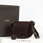 Authentic pre-loved Delvaux Chocolate Leather Brown Kate PM Crossbody Bag on Labellov.com.