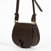 Authentic pre-loved Delvaux Chocolate Leather Brown Kate PM Crossbody Bag on Labellov.com.