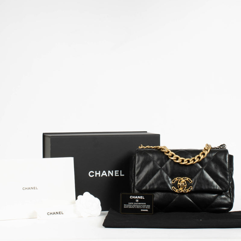 Authentic pre-loved Chanel Black Lambskin Small Chanel 19 Bag on Labellov.com