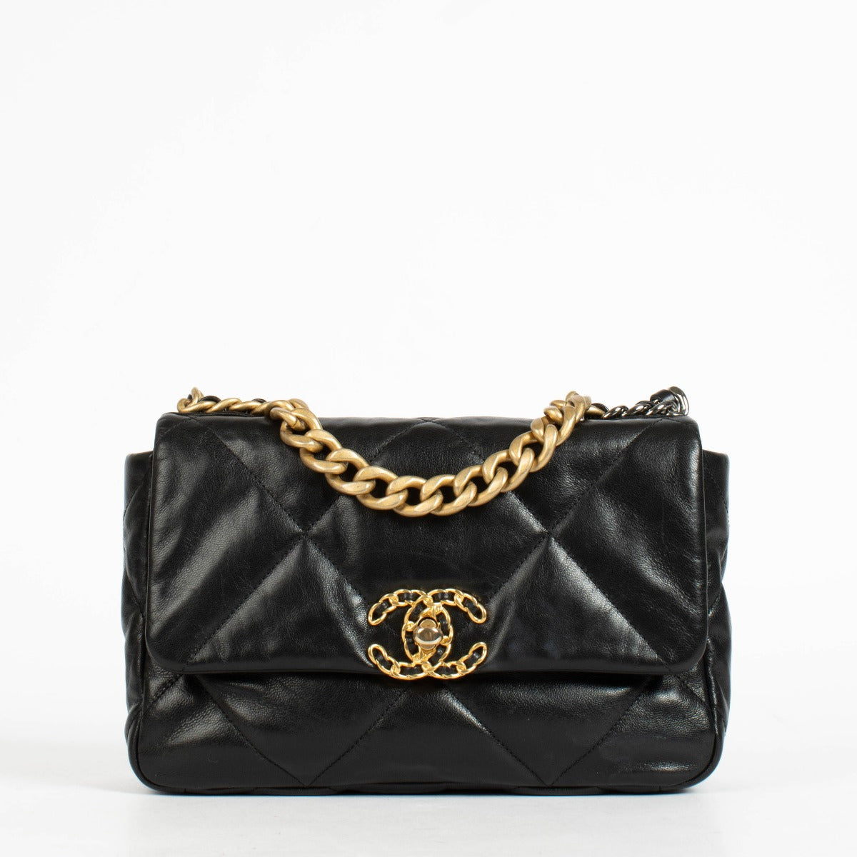 Authentic pre-loved Chanel Black Lambskin Small Chanel 19 Bag on Labellov.com