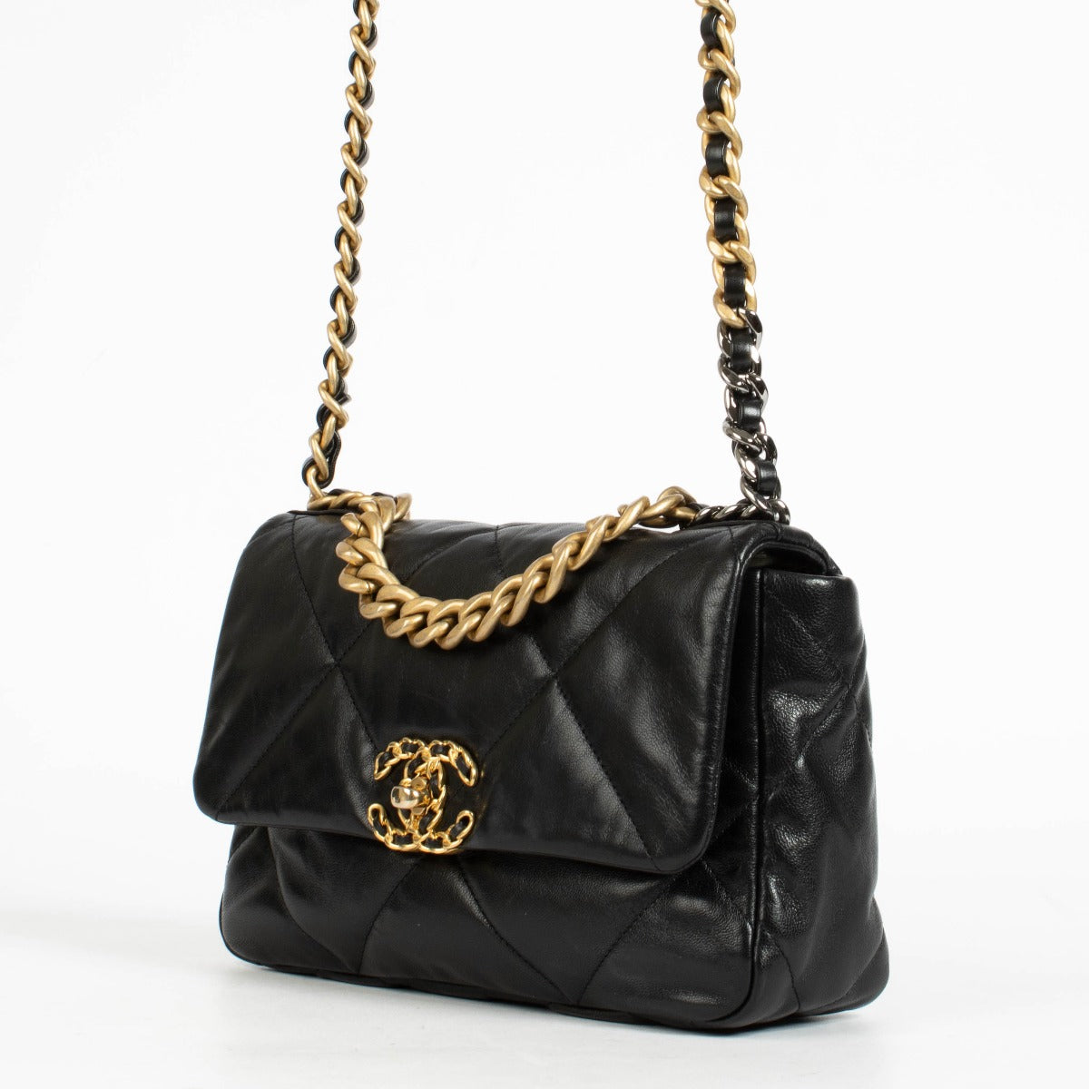 Authentic pre-loved Chanel Black Lambskin Small Chanel 19 Bag on Labellov.com