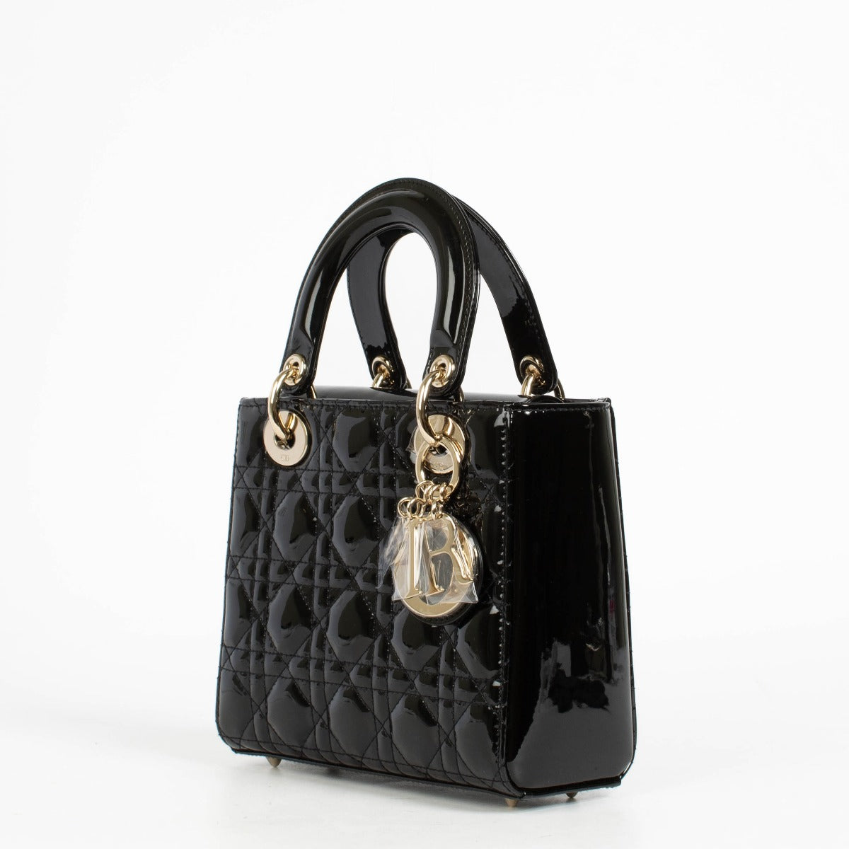 Authentic pre-loved Christian Dior Black Patent Leather Small Lady Dior Bag on Labellov.com