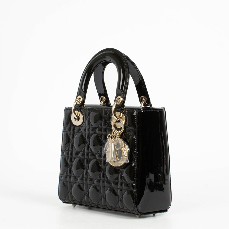 Authentic pre-loved Christian Dior Black Patent Leather Small Lady Dior Bag on Labellov.com