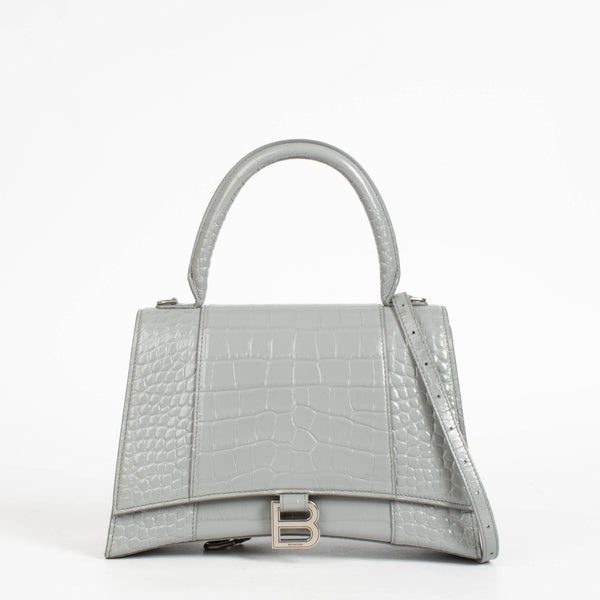 Balenciaga Grey Crocodile Embossed Hourglass Medium Bag – Labellov