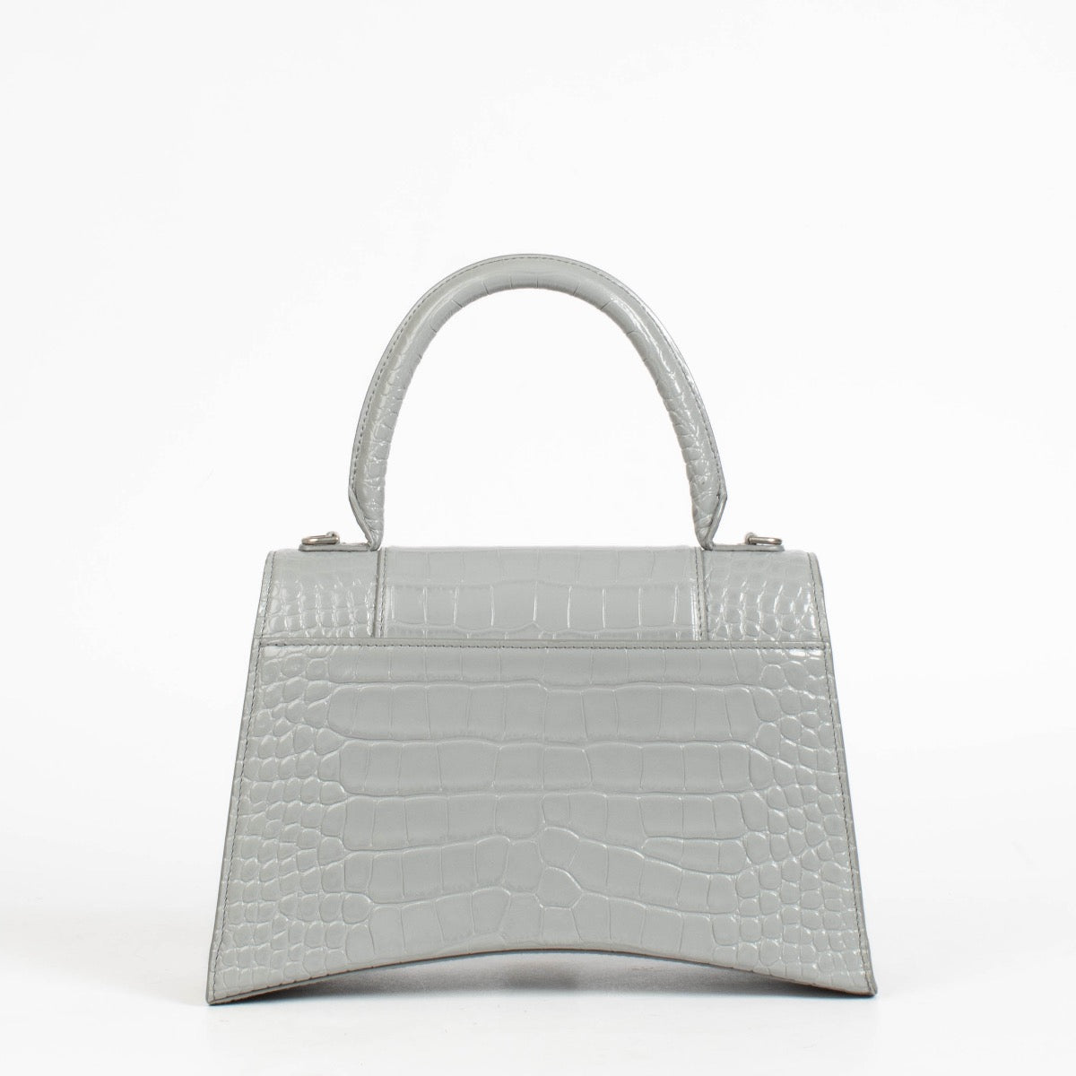 Balenciaga Grey Crocodile Embossed Hourglass Medium Bag – Labellov