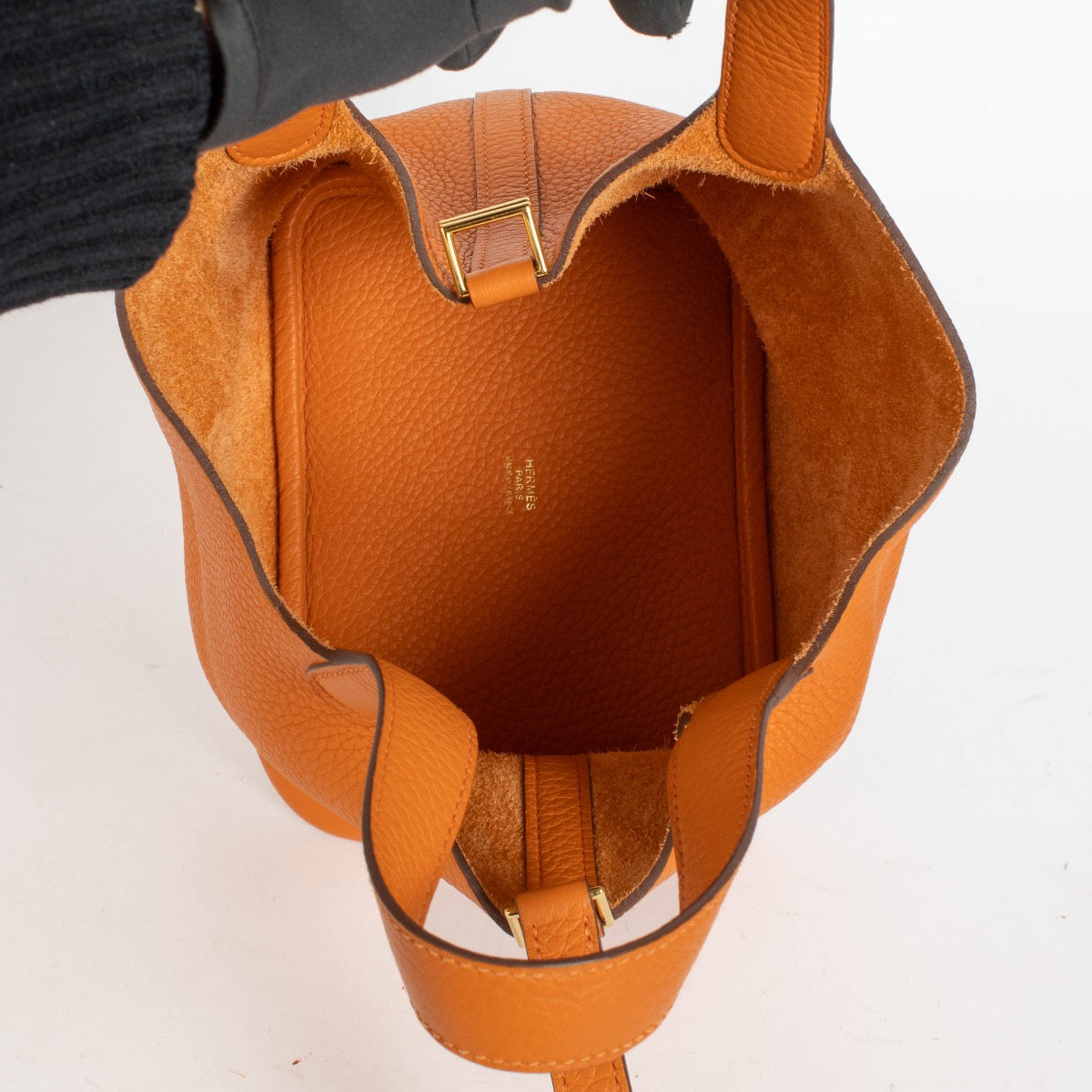 authentic preloved Hermès Picotin Lock 18 Orange Clemence GHW on Labellov.com