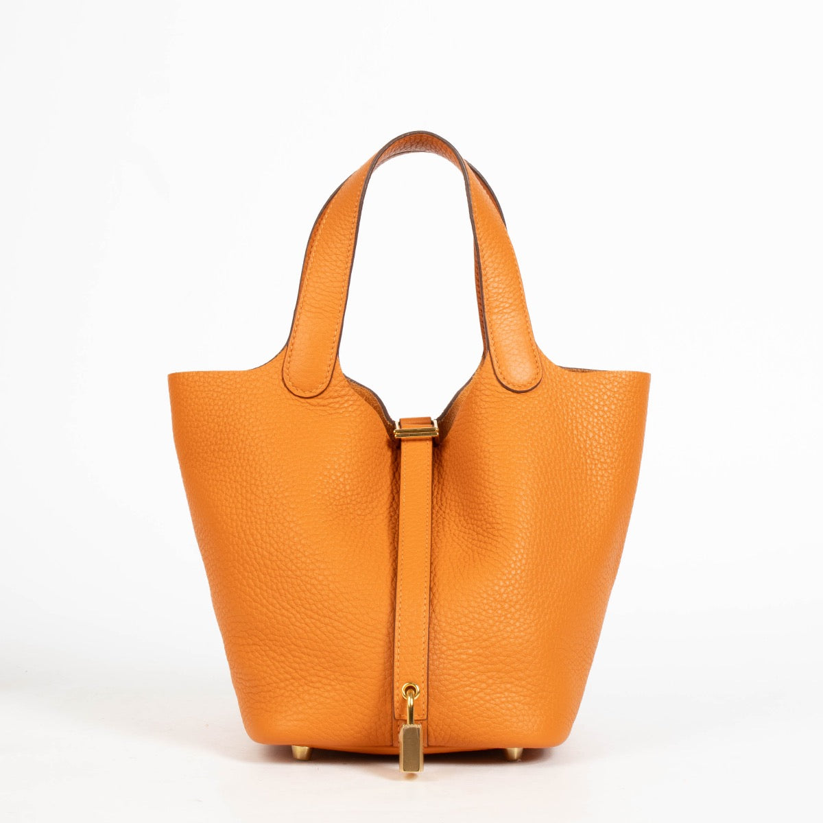 authentic preloved Hermès Picotin Lock 18 Orange Clemence GHW on Labellov.com