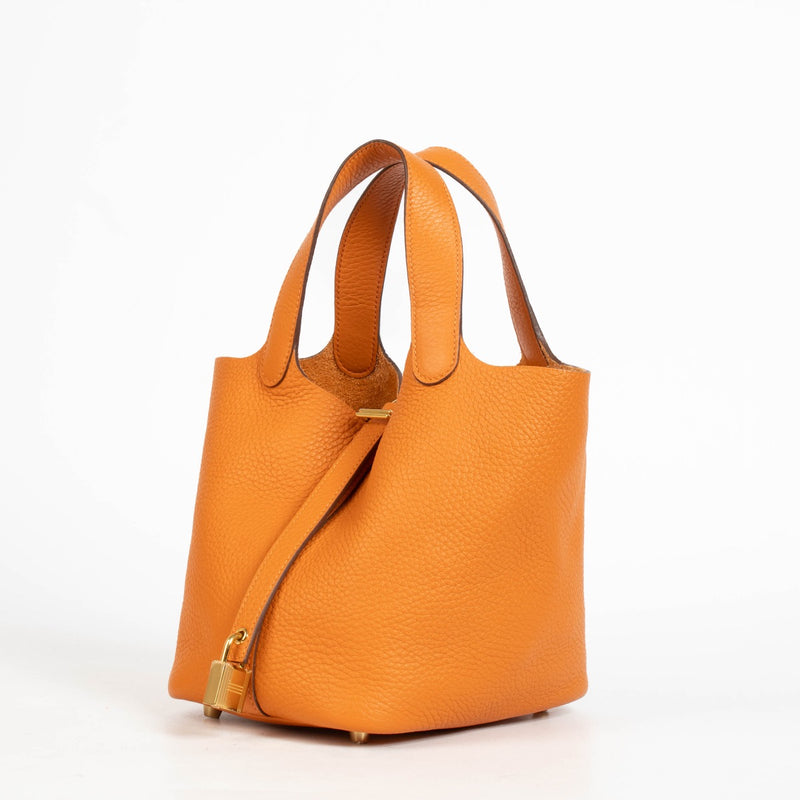 authentic preloved Hermès Picotin Lock 18 Orange Clemence GHW on Labellov.com