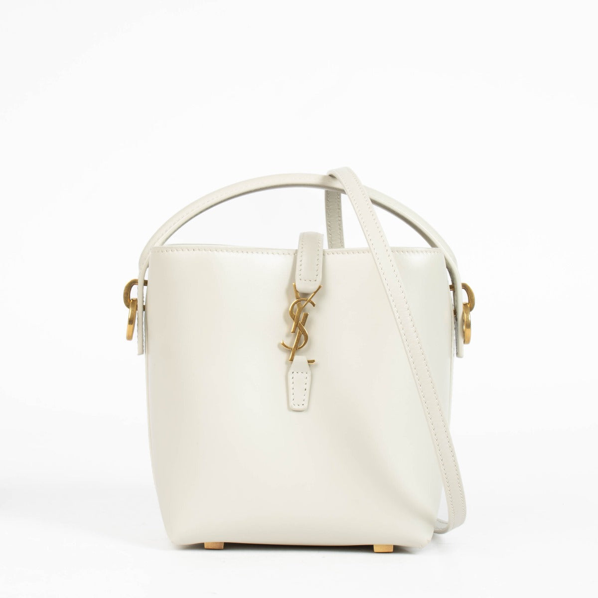 Authentic pre-loved Saint Laurent White Le 37 Mini Bucket Bag on Labellov.com