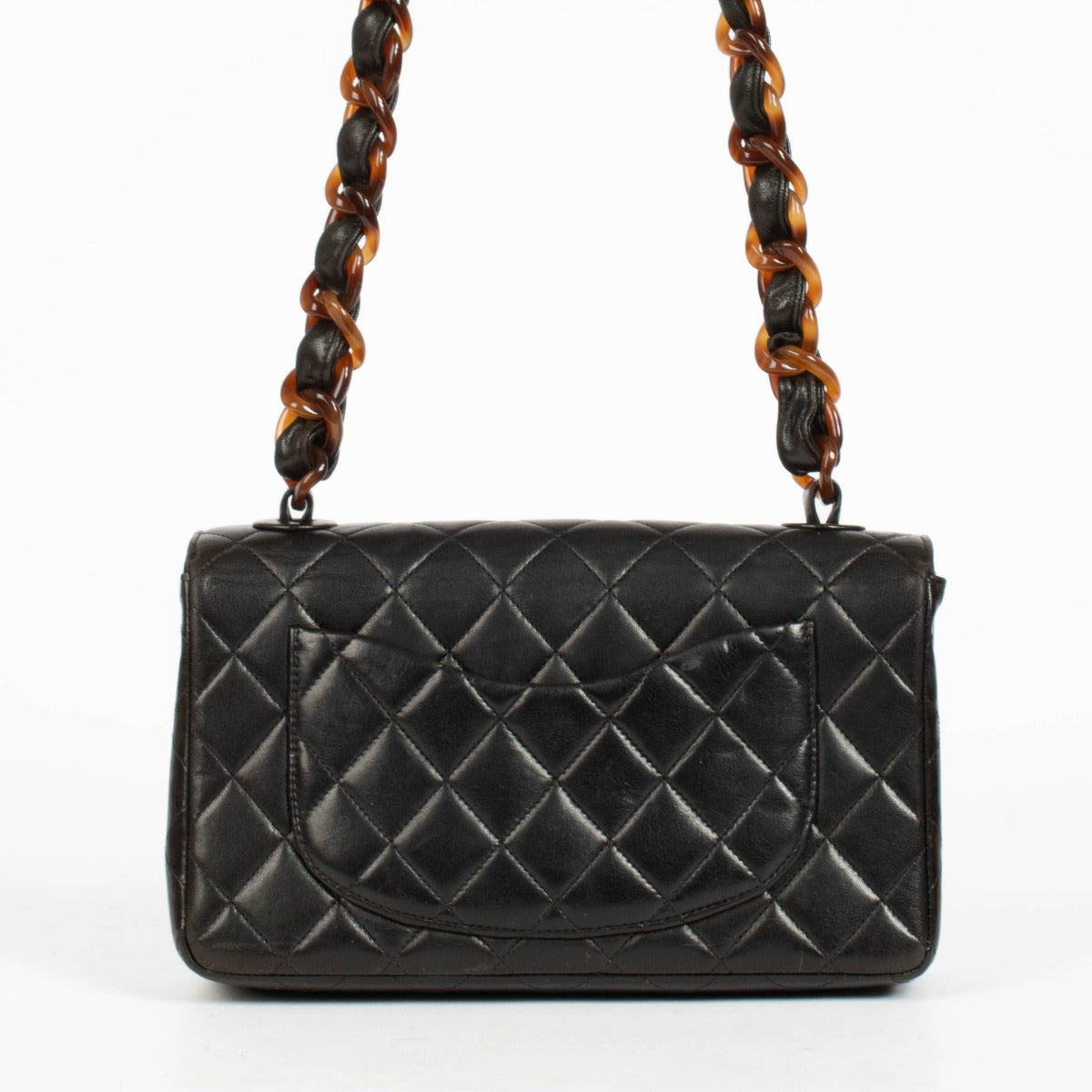Authentic pre-loved Chanel Black Tortoiseshell Small Classic Flap Bag on Labellov.com