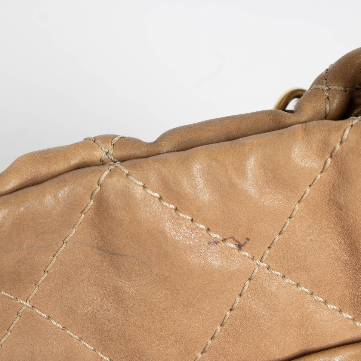 Shop the authentic Chanel Beige 2.55 Chain Tote Bag Shoulder Bag pre-loved on Labellov.com