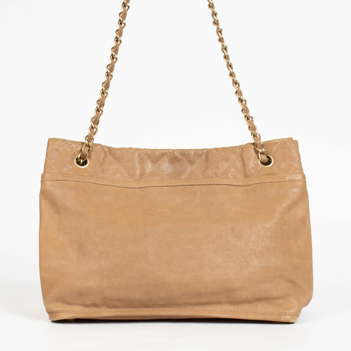 Shop the authentic Chanel Beige 2.55 Chain Tote Bag Shoulder Bag pre-loved on Labellov.com