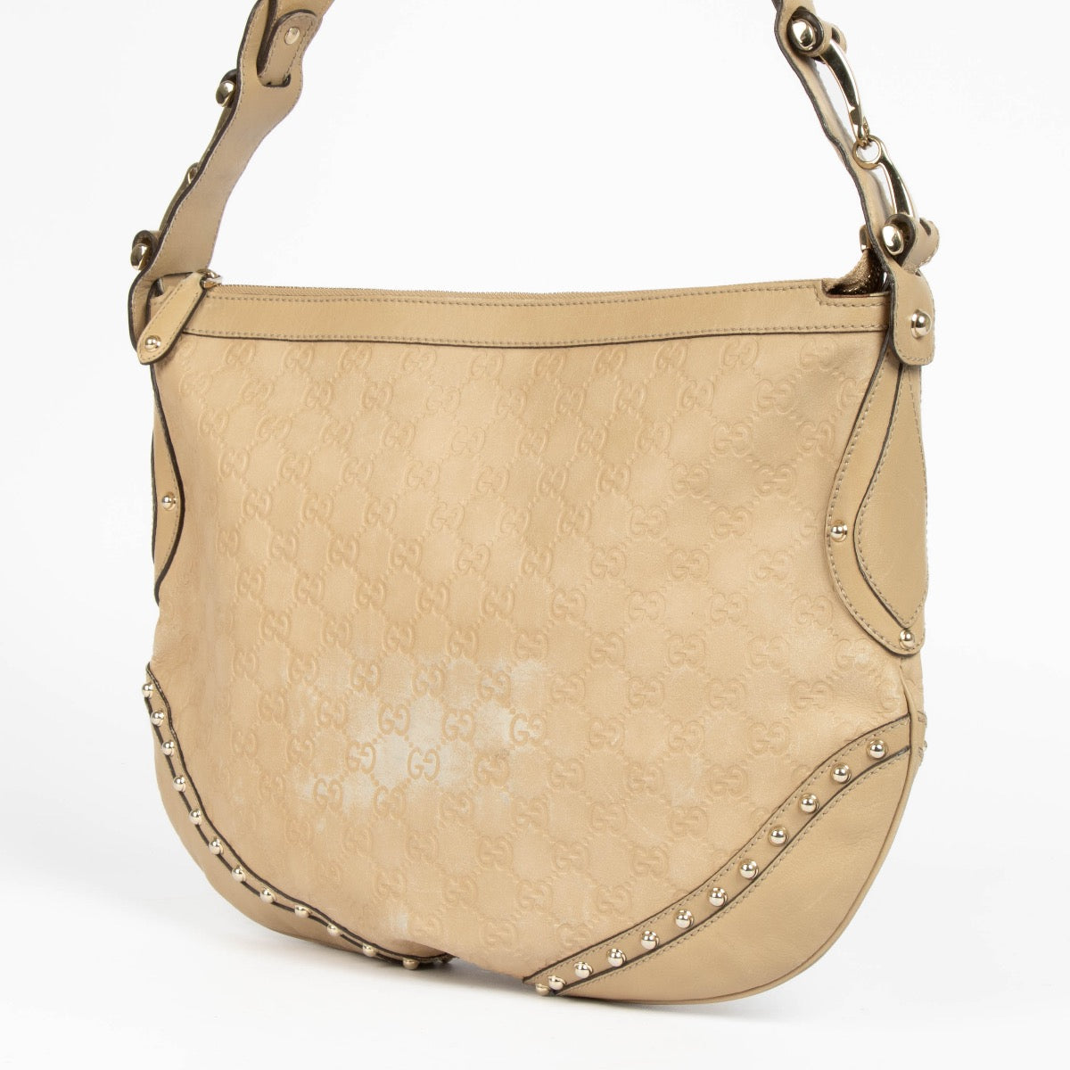 Authentic pre-loved Gucci Beige Guccissima Pelham Medium Hobo Crossbody Bag on Labellov.com